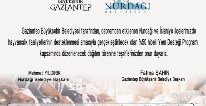 Gaziantep Büyükşehir Belediyesi’nden %50 Hibeli Yem Desteği