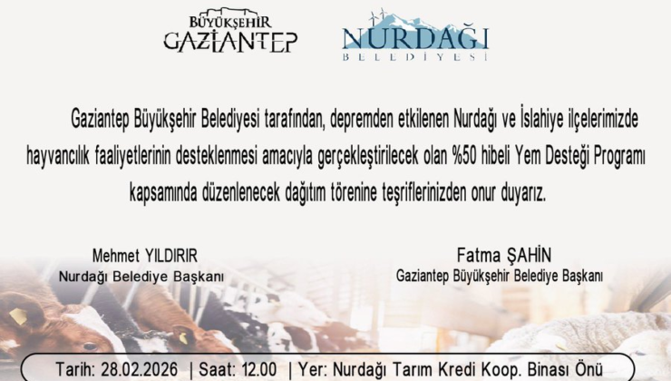 Gaziantep Büyükşehir Belediyesi’nden %50 Hibeli Yem Desteği