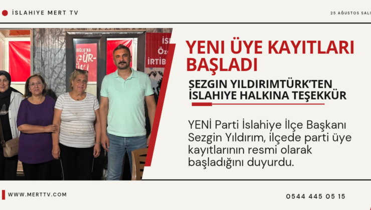 Sezgin Yıldırımtürk’ten İslahiye Halkına Teşekkür